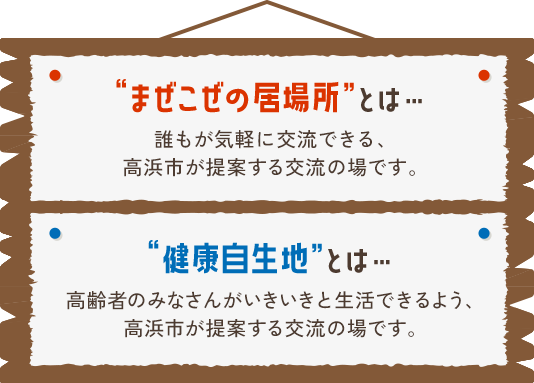 健康自生地とは、高齢者のみなさんがいきいきと生活できるよう高浜市が提案する交流の場です。